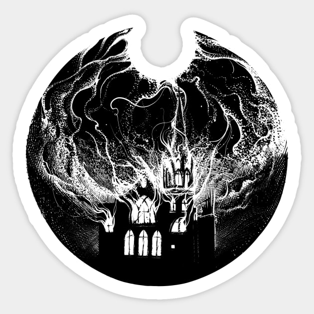 infernal church white Sticker by Boris6666